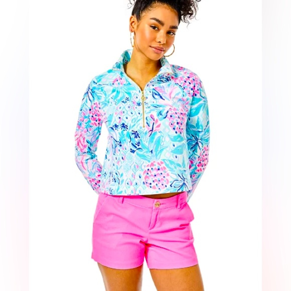 Lilly Pulitzer Skipper Cropped Popover In Zanzibar Blue Party Princess NEW🔥
